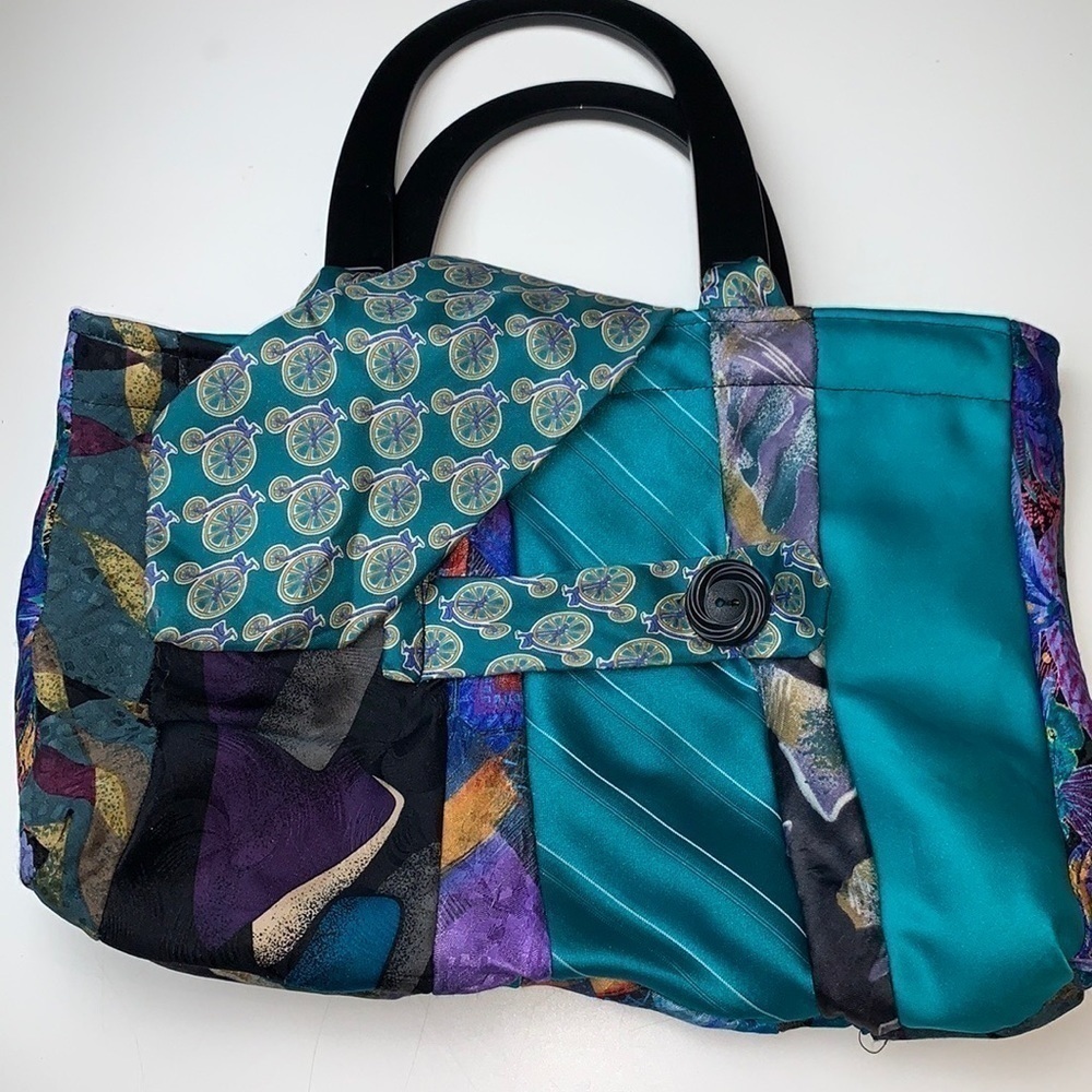 Handmade Vintage Silk Tie Unique Handbag Purse - Picture 4 of 7